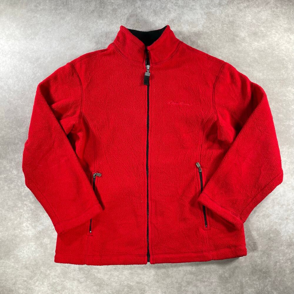 Vintage Women’s 90’s Eddie Bauer Embroidered Logo Soft Red Full Zip Sweater